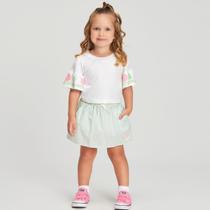 Conjunto Delicate Blusa Modal e Saia Shorts Listras - Bambollina Conjunto Delicate Blusa Modal e Saia Shorts Listras - Bambollina