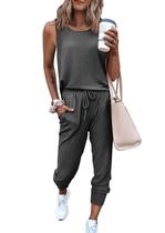 Conjunto Deportivo Femenino PRETTYGARDEN Top sin Mangas y Pantalones con Cordón Talla M Conjunto Deportivo Femenino PRETTYGARDEN Top sin Mangas y Pantalones con Cordón Talla M