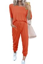 Conjunto Deportivo PRETTYGARDEN 3XL Naranja Rojo Manga Corta Pantalón Jogger Conjunto Deportivo PRETTYGARDEN 3XL Naranja Rojo Manga Corta Pantalón Jogger