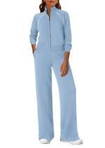 Conjunto Deportivo PRETTYGARDEN Chamarra y Pantalón de Jogging 2 Piezas Azul Claro Talla L Conjunto Deportivo PRETTYGARDEN Chamarra y Pantalón de Jogging 2 Piezas Azul Claro Talla L
