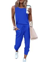 Conjunto Deportivo PRETTYGARDEN de Dos Piezas Azul Talla Large Sin Mangas