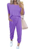 Conjunto Deportivo PRETTYGARDEN de Dos Piezas para Mujer, Color Púrpura Claro, Talla XXL