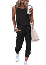 Conjunto Deportivo PRETTYGARDEN Mujer Sin Mangas Cuello Redondo Negro XL Conjunto Deportivo PRETTYGARDEN Mujer Sin Mangas Cuello Redondo Negro XL