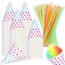 Conjunto descartáveis de copos de cone de neve e canudos de colher, 200 unidades