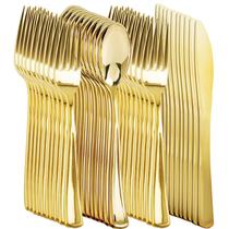 Conjunto descartável de talheres de plástico dourado 400 unidades - NOCCUR