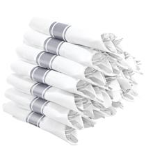 Conjunto descartável de talheres de plástico prateado para 30 pessoas com guardanapo