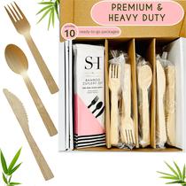 Conjunto descartável de utensílios de bambu, 180 unidades - Sweet Home