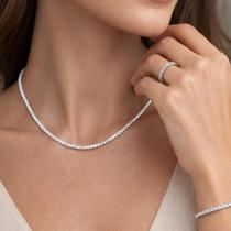 Conjunto Diamantado Radiante Banhado a Prata