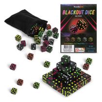 Conjunto Dice BundleBee Neon Blackout 50 com bolsa de armazenamento de 16 mm Conjunto Dice BundleBee Neon Blackout 50 com bolsa de armazenamento de 16 mm