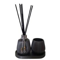 Conjunto Difusor 100ml Cachepot Bandeja Oval Cor Preto Onix Conjunto Difusor 100ml Cachepot Bandeja Oval Cor Preto Onix