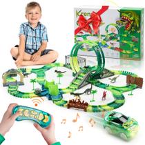 Conjunto Dino Race Track Krenzo 300+ peças com Dinosaur Age 4-7+ Conjunto Dino Race Track Krenzo 300+ peças com Dinosaur Age 4-7+