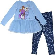 Conjunto Disney Frozen Elsa e Anna para Meninas Pequenas Camiseta e Leggings 4T
