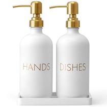 Conjunto dispensador de sabão GCWSTJK Prato de vidro com bandeja 500mL