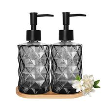 Conjunto dispensador de sabão GKSCXEXE Black Glass Diamond 360ml, pacote com 2