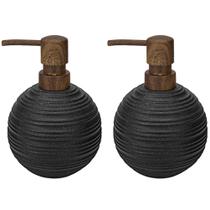 Conjunto dispensador de sabonete Aksipo Sandstone Resin Matte Black, 2 unidades Conjunto dispensador de sabonete Aksipo Sandstone Resin Matte Black, 2 unidades