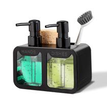 Conjunto dispensador de sabonete Eavida 4 em 1 com sabonete para mãos e louça preto Conjunto dispensador de sabonete Eavida 4 em 1 com sabonete para mãos e louça preto
