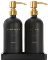 Conjunto dispensador de sabonete Prus Waso, loção para mãos de banheiro, dourado, preto Conjunto dispensador de sabonete Prus Waso, loção para mãos de banheiro, dourado, preto