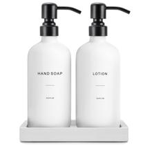 Conjunto dispensador de sabonete Prus Waso White com bomba para mãos e loção Conjunto dispensador de sabonete Prus Waso White com bomba para mãos e loção