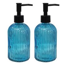 Conjunto dispensador de sabonete YYTSGG Blue Glass 400 ml recarregável (pacote com 2)