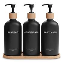 Conjunto dispensador de shampoo e condicionador Brighter Barns Black Conjunto dispensador de shampoo e condicionador Brighter Barns Black