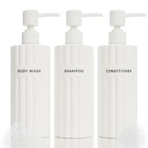Conjunto dispensador de shampoo e condicionador KIBAGA Modern 550mL x3 Conjunto dispensador de shampoo e condicionador KIBAGA Modern 550mL x3