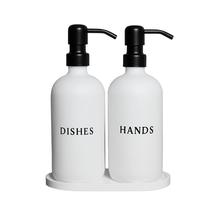 Conjunto dispensador RM Home White Glass para mãos e louça de vidro 480ml Conjunto dispensador RM Home White Glass para mãos e louça de vidro 480ml