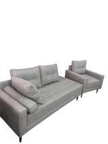 Conjunto Divã e Poltrona Modelo Paris Linho Cinza Claro