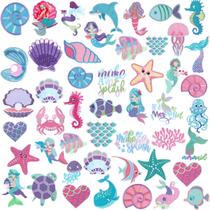 Conjunto DIY de 48 peças de adesivos bordados Mermaid Iron-On da Tigeen Conjunto DIY de 48 peças de adesivos bordados Mermaid Iron-On da Tigeen