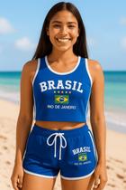 Conjunto Do Brasil Regata Cropped + Short Feminino