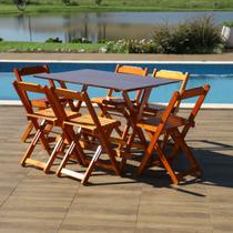 Conjunto Dobrável 120x70 com 6 Cadeiras Mel - Móveis Britz Conjunto Dobrável 120x70 com 6 Cadeiras Mel - Móveis Britz