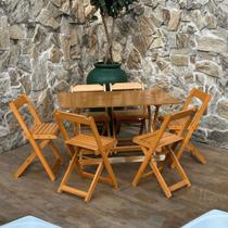 Conjunto Dobrável 120x70 com 6 Cadeiras Mel - Móveis Britz Conjunto Dobrável 120x70 com 6 Cadeiras Mel - Móveis Britz