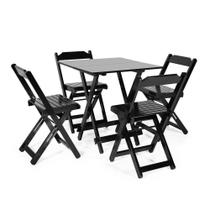 Conjunto Dobrável 70 X 70 Com 4 Cadeiras Dobráveis Preto - M.b Móveis
