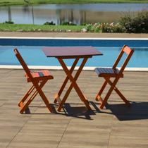Conjunto Dobrável 70x70 com 2 Cadeiras Dobráveis Mel - Móveis Britz Conjunto Dobrável 70x70 com 2 Cadeiras Dobráveis Mel - Móveis Britz