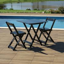 Conjunto Dobrável 70x70 com 2 Cadeiras Dobráveis Preto - Móveis Britz