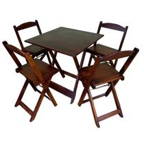 Conjunto Dobrável 70x70 com 4 Cadeiras Imbuia