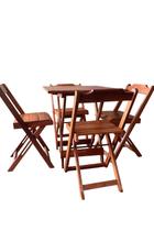 Conjunto Dobrável com mesa de 70x70 em madeira e 04 cadeira tala larga Mel