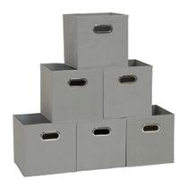 Conjunto dobrável de 6 caixas de armazenamento: Household Essentials, cinza Conjunto dobrável de 6 caixas de armazenamento: Household Essentials, cinza