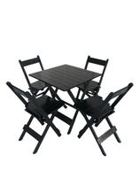 Conjunto Dobrável de Mesa com 4 cadeiras - Preto