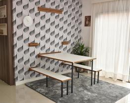 Conjunto Dobrável de Parede Mesa e Bancos 5 Lugares (1,40 metros) Branco/Noronha