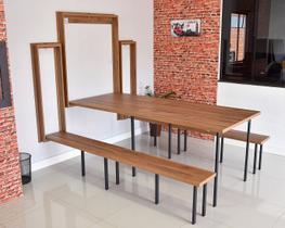 Conjunto Dobrável de Parede Mesa e Bancos 9 Lugares (2,15 metros)