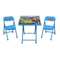 Conjunto Dobrável Fantasia Carros - Mesa Com 2 Cadeiras - Azul - 10.401.06.207 - Açomix