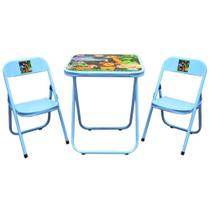 Conjunto Dobrável Infantil C/ Mesa e 2 Cadeiras - Utilaço Itália - Floresta Azul