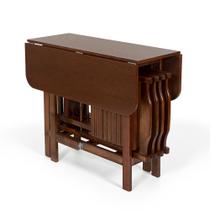 Conjunto Dobrável Prático Mesa 4 Cadeiras Quadrado Imbuia Bar Cozinha Conjunto Dobrável Prático Mesa 4 Cadeiras Quadrado Imbuia Bar Cozinha