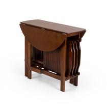 Conjunto Dobrável Prático Mesa 4 Cadeiras Redondo Imbuia Bar Cozinha Conjunto Dobrável Prático Mesa 4 Cadeiras Redondo Imbuia Bar Cozinha