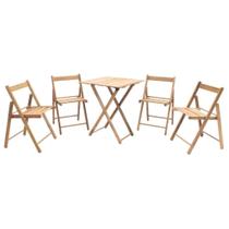 Conjunto Dobrável Tramontina Lille Em Madeira Teca Natural Lixado 05 Peças Conjunto Dobrável Tramontina Lille Em Madeira Teca Natural Lixado 05 Peças