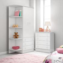 Conjunto Doce Sonho Branco Cômoda Doce Sonho 4 Gaveteiros + Guarda-roupa Doce Sonho 2 Portas Conjunto Doce Sonho Branco Cômoda Doce Sonho 4 Gaveteiros + Guarda-roupa Doce Sonho 2 Portas