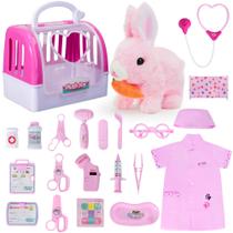 Conjunto Doctor Kit DWMTGS Vet Play com gaiola para animais de estimação para meninas de 3 a 6 anos