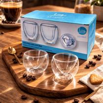 Conjunto Dois Copos Elegante Moderno Café Chá Drinks Borossilicato 90ml Conjunto Dois Copos Elegante Moderno Café Chá Drinks Borossilicato 90ml