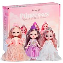 Conjunto Dolls TOMLEON de 3 princesas com roupas trocáveis de 15 cm