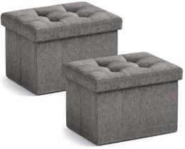 Conjunto doméstico Storage Ottoman Ornavo Home de 2 dobráveis 30x40x30cm cinza Conjunto doméstico Storage Ottoman Ornavo Home de 2 dobráveis 30x40x30cm cinza